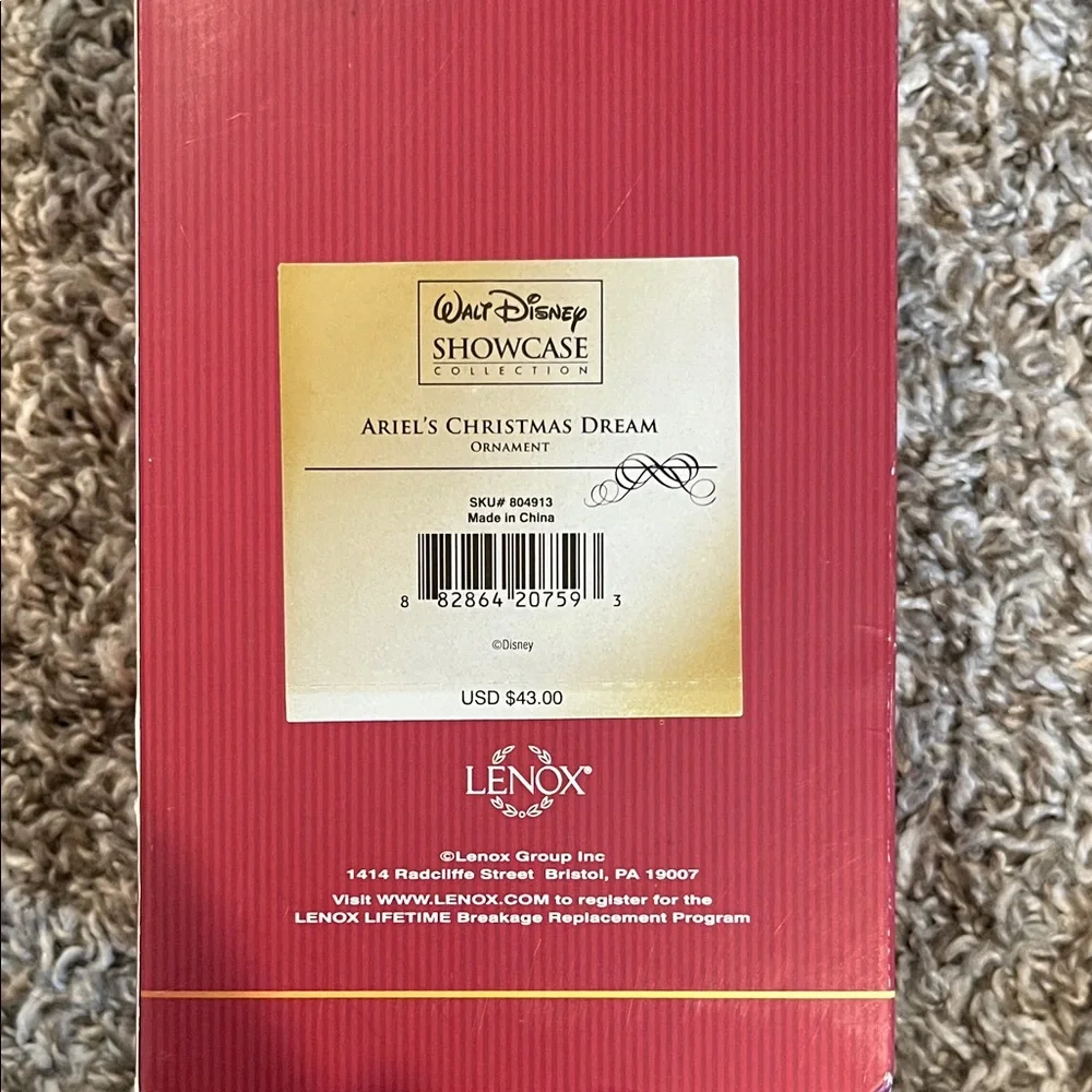 Lenox Holiday Mermaid Ornament with Red and Cream Details - Picture 2 of 4